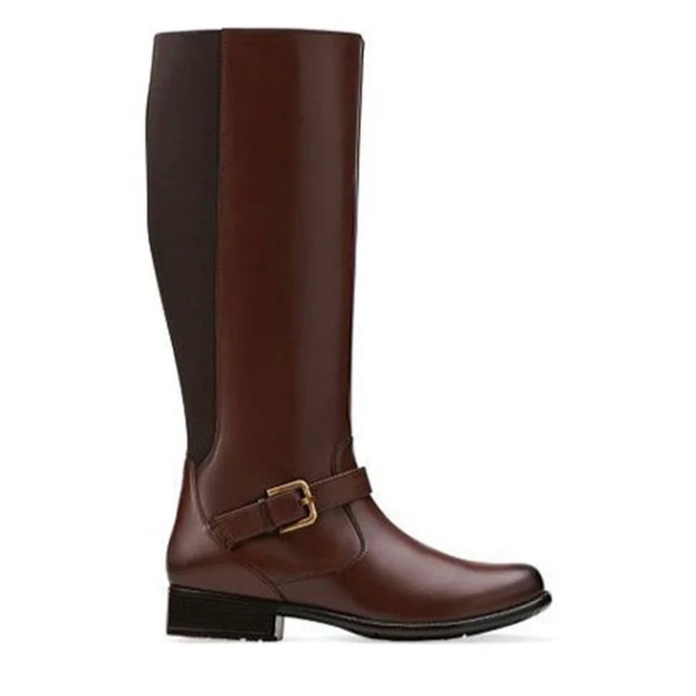Clark’s Collection Women’s Long Brown Leather Plaza Pilot Boots 7.5